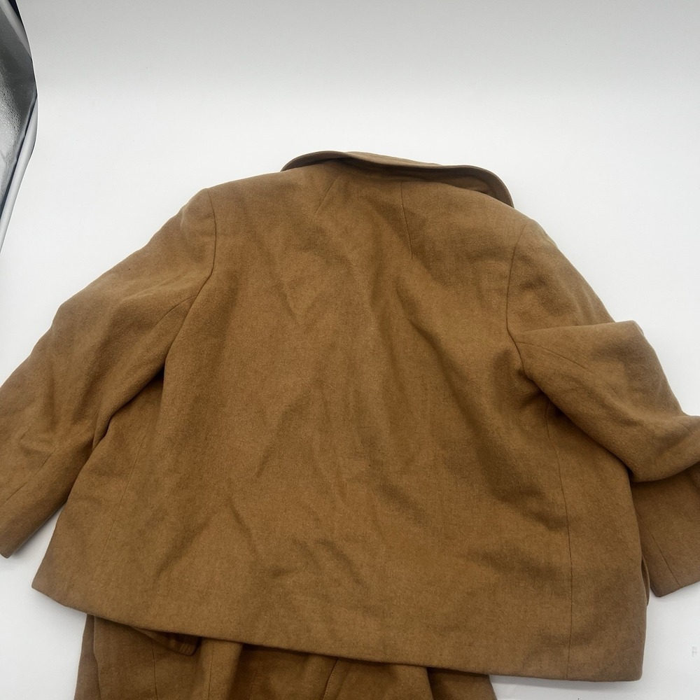 Vintage Saks Fifth Avenue 100% Camel Hair Skirt Suit‎ Tan Cropped Jacket 2pc Set - Picture 4 of 16